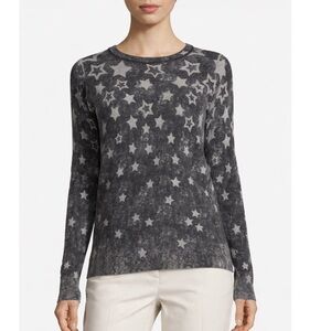 Autumn Cashmere Reversible Inked Stars Cashmere Sweater in Black